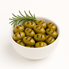 زيتون أخضر مشوي على النار – نكهة مدخنة ولذيذة – 250 جم